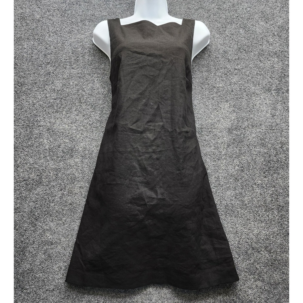 NWT Theory High Square‎ Neck Linen Blend Shift Mini Dress Quiet Luxury Size 8